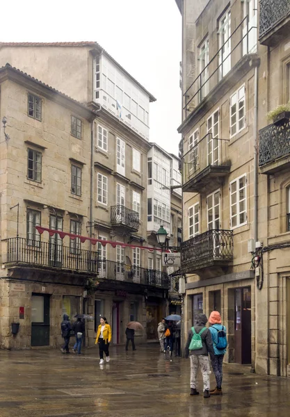 Santiago Compostela Spagna Ottobre 2019 Persone Che Camminano Strada Della — Foto Stock