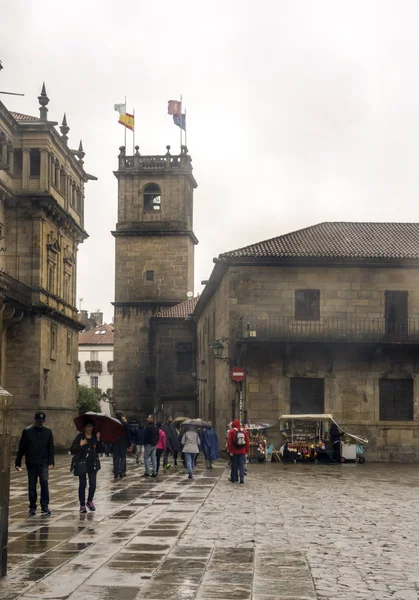 Santiago Compostela España Octubre 2019 Gente Caminando Por Calle Ciudad —  Fotos de Stock