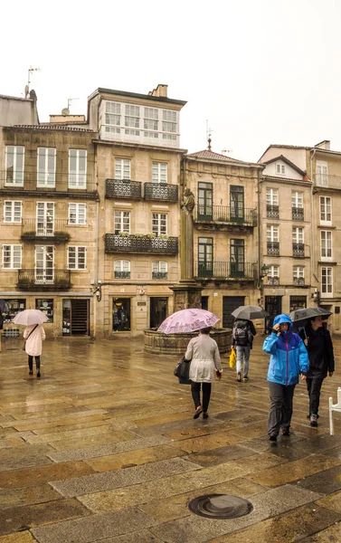 Santiago Compostela Spanyolország Octuber 2019 Emberek Sétált Utcán Város Egy — Stock Fotó