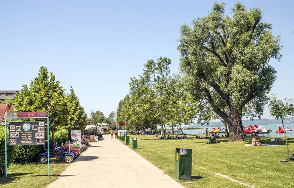 Balatonlelle Hungría Junio 2019 Turista Hierba Día Verano Cerca Del — Foto de Stock