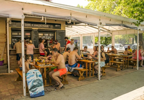 Balatonlelle Hungary June 2019 Tourist Souvenir Shop Street Summer Day — Stock Photo, Image