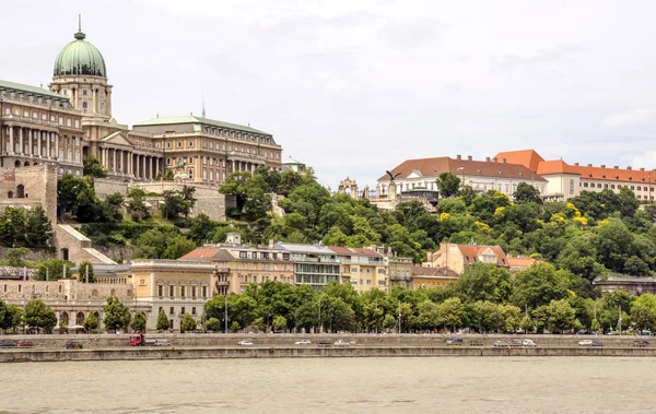 Gebäude Der Nähe Des Flusses Danubio Budapest Einem Bewölkten Tag — Stockfoto