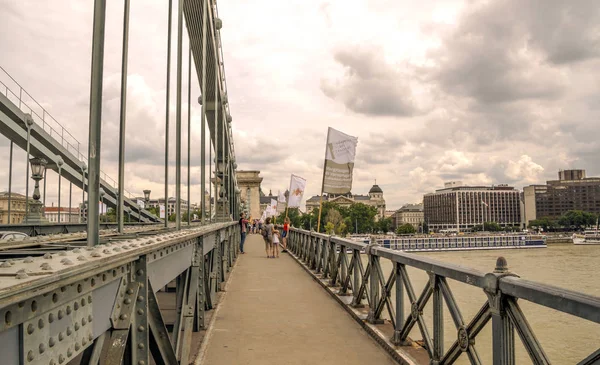 Budapest Hongrie Juin 2019 Pont Nudapest Dans Rivière Danubio Avec — Photo