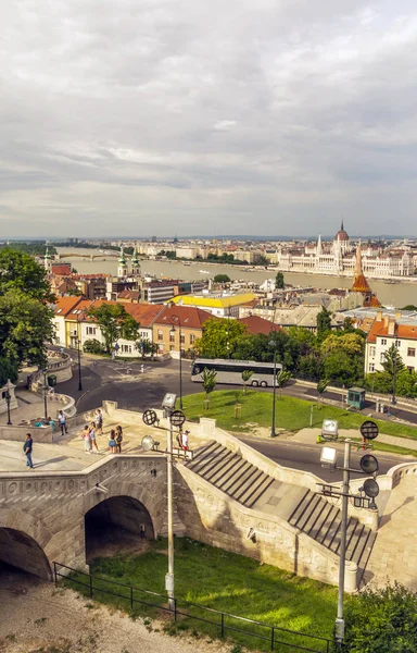 Βουδαπέστη Ουγγαρία 2019 Ιουνίου Εναέρια Θέα Του Ποταμού Δούναβη Στη — Φωτογραφία Αρχείου