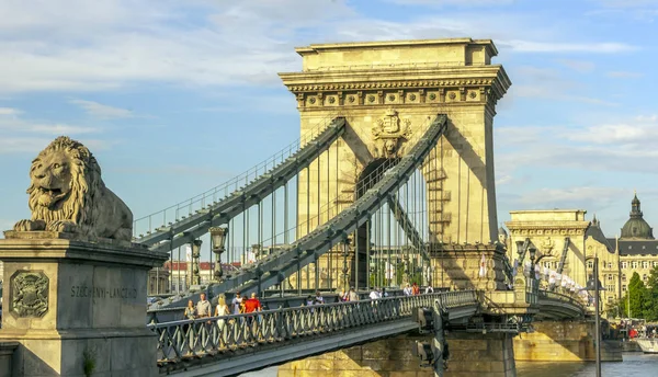 Будапешт Венгрия Июнь 2019 Года Мост Будапешта Людьми Туристической Ходьбой — стоковое фото