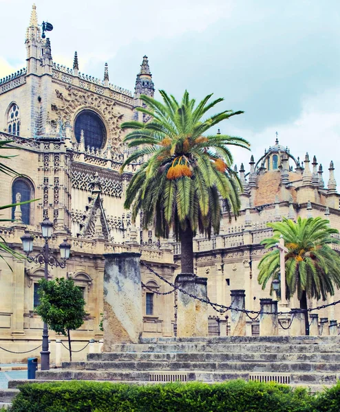 Cathedral of Santa Maria next to the tower of Giralda in Sevilla — Stock Photo, Image