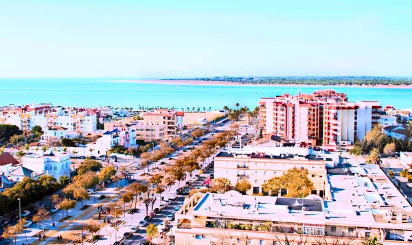 Letecký pohled na město Sanlucar de Barrameda — Stock fotografie