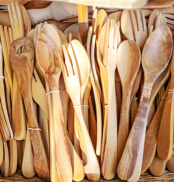 Wooden Spoons Market — Stock Photo, Image