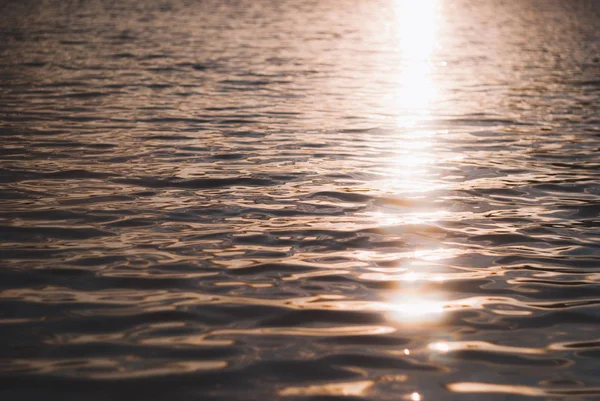 Batan güneşin Altın ışık gölde yumuşak dalgaları