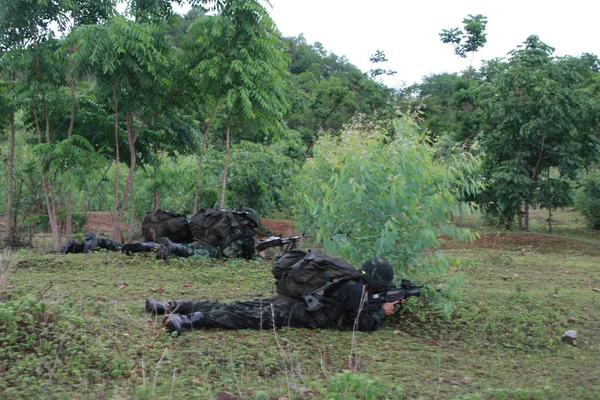Pelatihan Militer Forest Sniper Tentara — Stok Foto