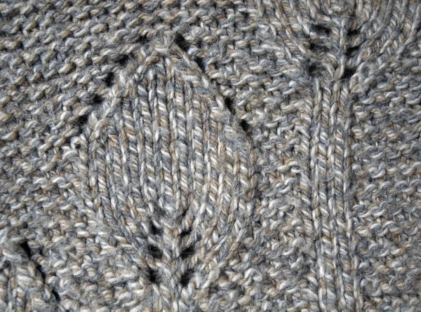 在手工毛线羊毛的针织图案在自然的颜色 — 图库照片