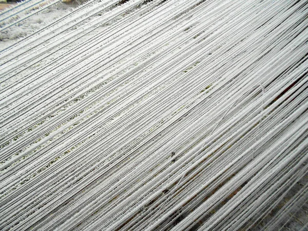Paquete Cables Acero Cubiertos Con Cristales Hielo — Foto de Stock