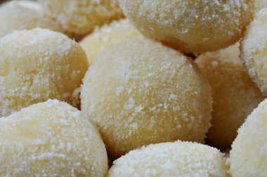 beyaz çikolata truffles yığını Close-Up