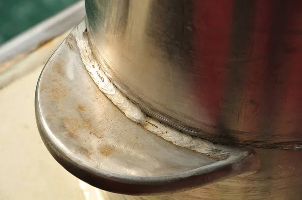 Weldseam at a bollard on a ferry — Stock Photo, Image