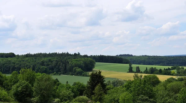 Pohled na kopcovitý letní krajinu — Stock fotografie