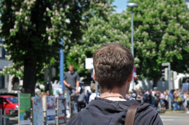 Ulm, Bw, Almanya-24 Mayıs 2019: gösteriye katılan genç adam