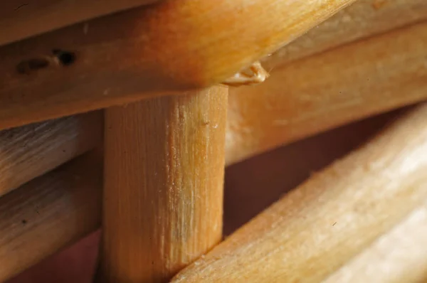 Extreme close-up of stake and weavers of a willow basket — Stock Photo, Image