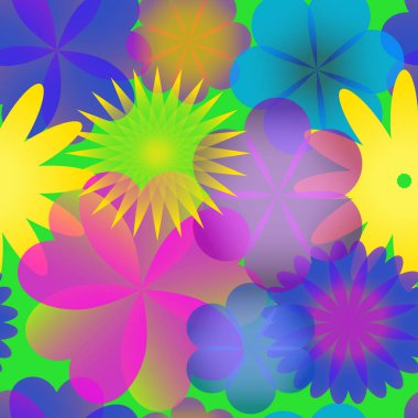 yeşil backg şeffaf fantezi çiçekler ile sorunsuz desen