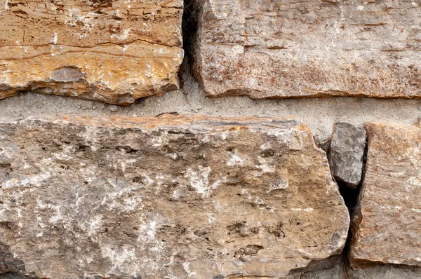 Detail of an old wall of limestone blocks — Stock Photo, Image