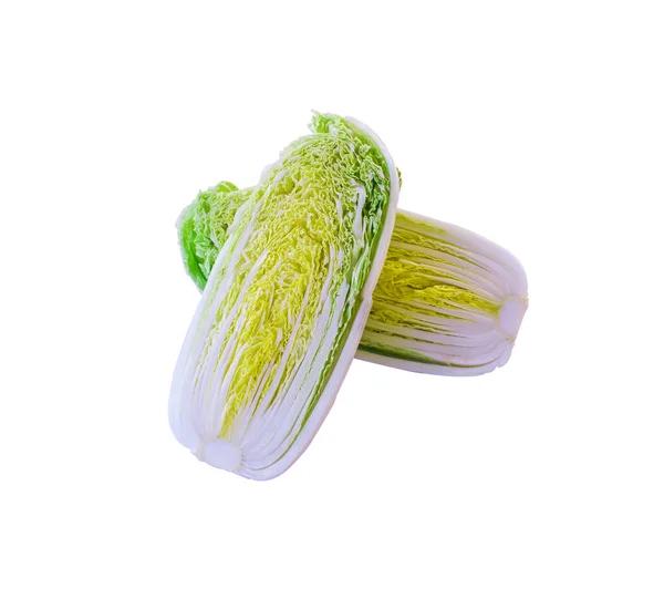 分离的新鲜绿色有机纳巴卷心菜 可在白色背景下使用 并附有设计元素的剪切路径 — 图库照片
