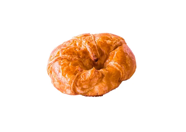 Isolerad Färsk Croissant Vit Bakgrund Med Klippning Väg Det Typ — Stockfoto