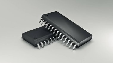 Bilgisayar çipleri izole. 3D render