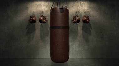boks yumruk torbası. 3D render