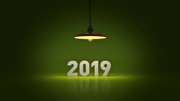 2019 Новый Год Знак Внутри Лампочки Рендеринг — стоковое фото