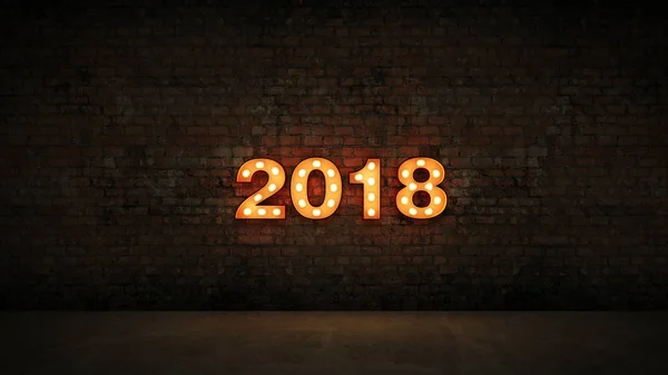 Маркировочная Лампочка 2018 Новый 2018 Год Рендеринг — стоковое фото