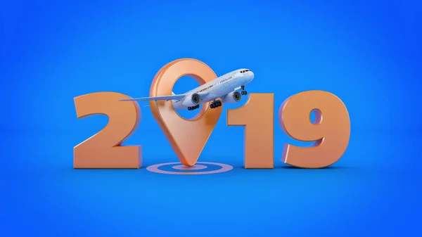 航空公司旅行概念 机场指针 2019新年标志 — 图库照片