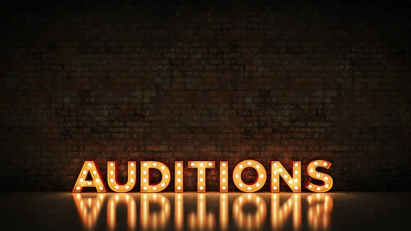 Neon işareti tuğla duvar arka planda - seçmeler. 3D render