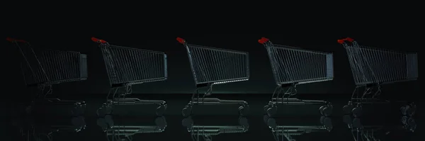 Shopping Cart Dark Background Rendering — Stock Photo, Image