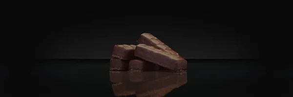 Çikolata Koyu Arka Planda Render — Stok fotoğraf
