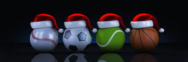 Christmas Concept Sports Balls Rendering — Stock Photo, Image