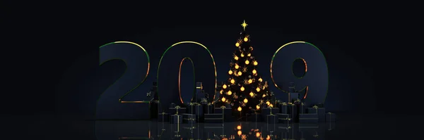 Vánoční Stromeček Dárky Vánoční Koncepce 2019 Vykreslování — Stock fotografie