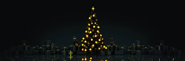 Árvore Natal Com Presentes Conceito Natal 2019 Renderização — Fotografia de Stock