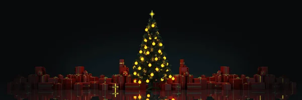 Karácsonyfa Ajándékok Karácsonyi Concept 2019 Leképezés — Stock Fotó