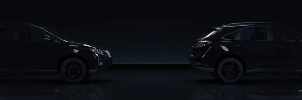 Mașină Lux Neagră Fundal Întunecat — Fotografie, imagine de stoc