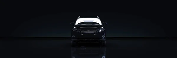 Black luxury car on dark background