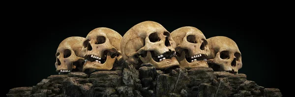 Human Skulls Sunset Rendering — Stock Photo, Image