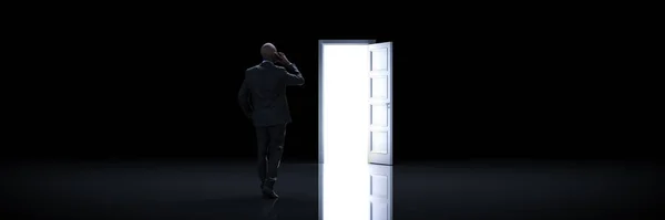 Businessman Choosing Right Door Rendering — Stock Photo, Image