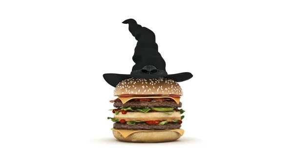 Burger Klär Upp För Halloween Rendering — Stockfoto