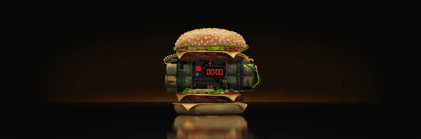 Burger Mit Sprengstoff Darstellung — Stockfoto