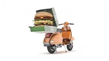 Hamburger Teslimatı. 3d render