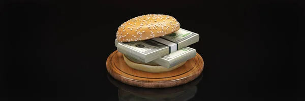 Hamburger Dollar Bank Notes Rendering — Stock Photo, Image