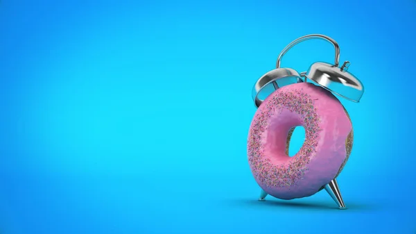 Frukost Tid Donut Med Formen Klocka Rendering — Stockfoto