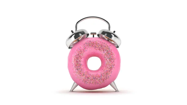 Frühstückszeit Donut Form Einer Uhr Darstellung — Stockfoto