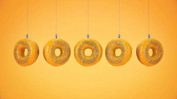 Weihnachtsbaumschmuck Aus Donut Neujahrskonzept Darstellung — Stockfoto