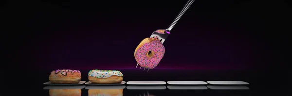 Dieta Moderna Donut Con Tenedor Renderizado —  Fotos de Stock