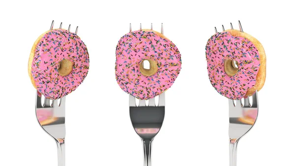Die Moderne Ernährung Donut Mit Gabel Darstellung — Stockfoto